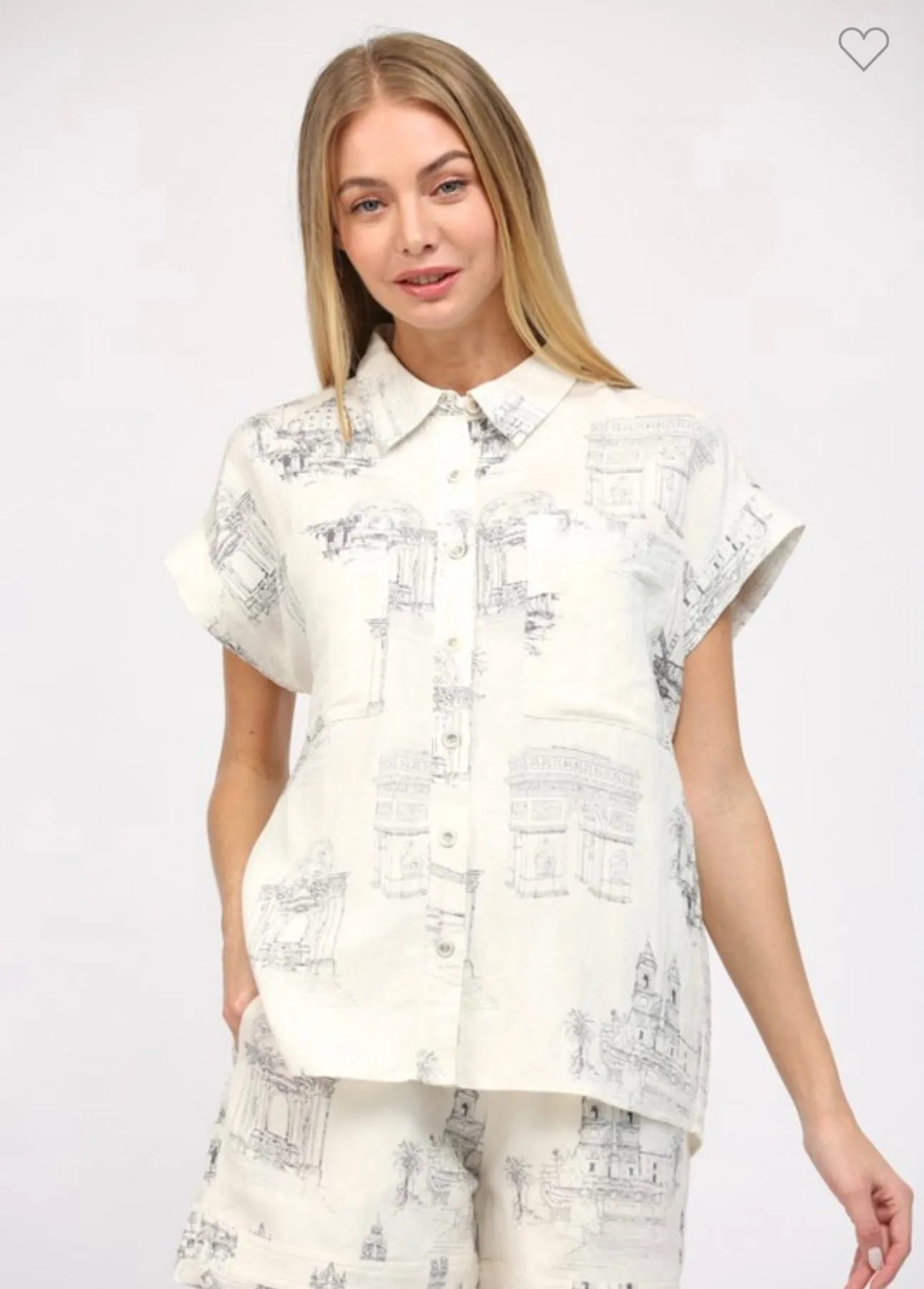 Navy Landmark Shorts Set