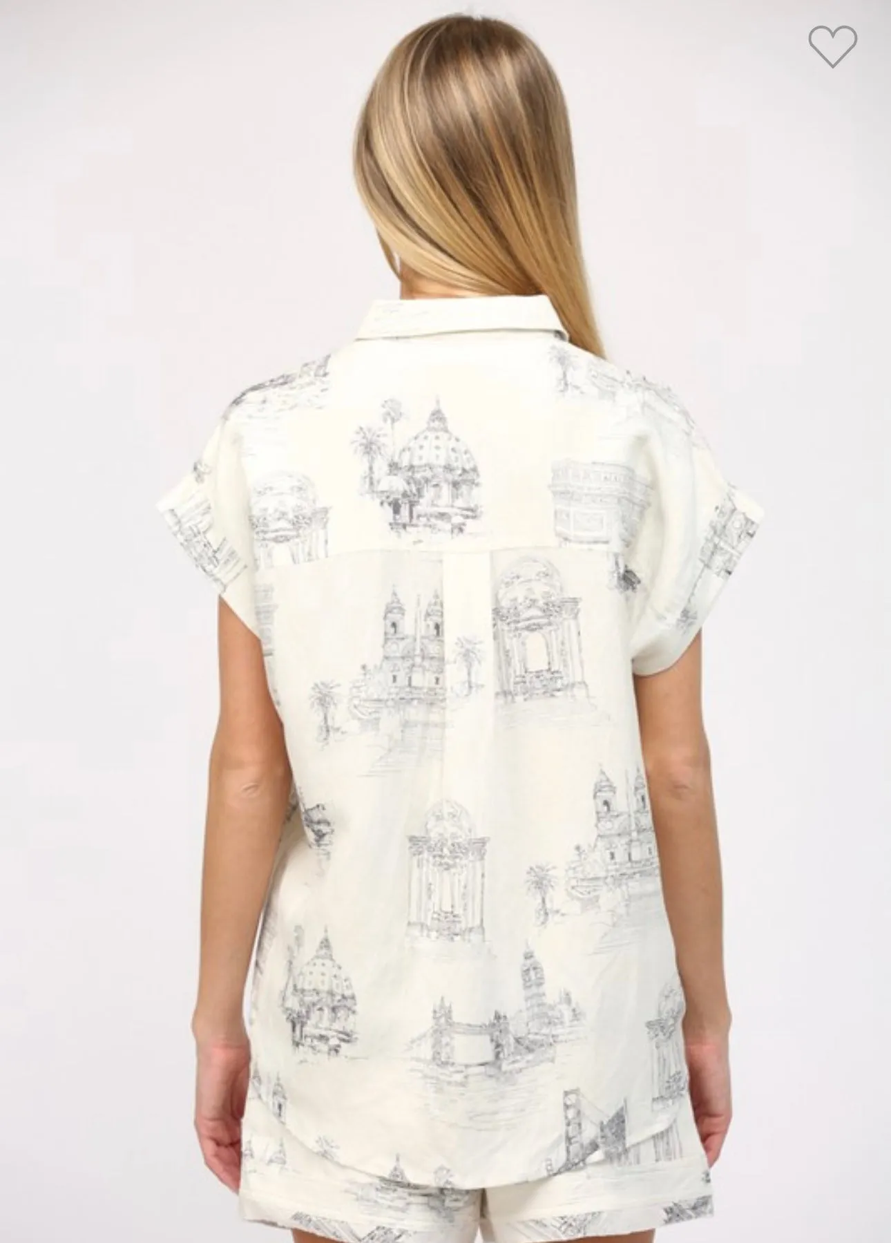 Navy Landmark Shorts Set