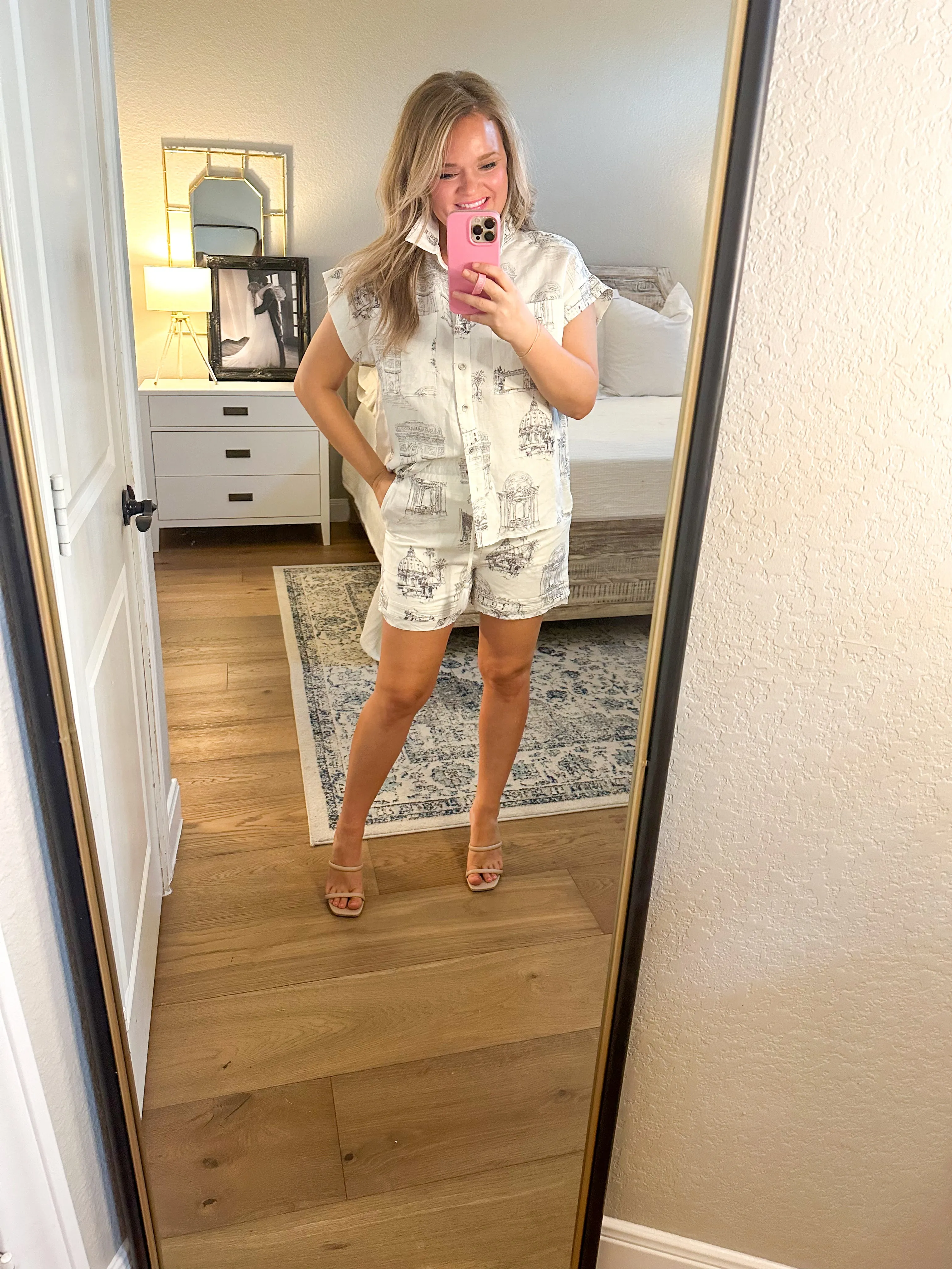 Navy Landmark Shorts Set