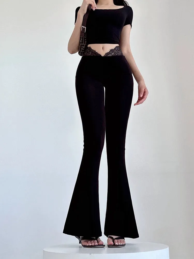 Nüde Lace Panel Flared Pants