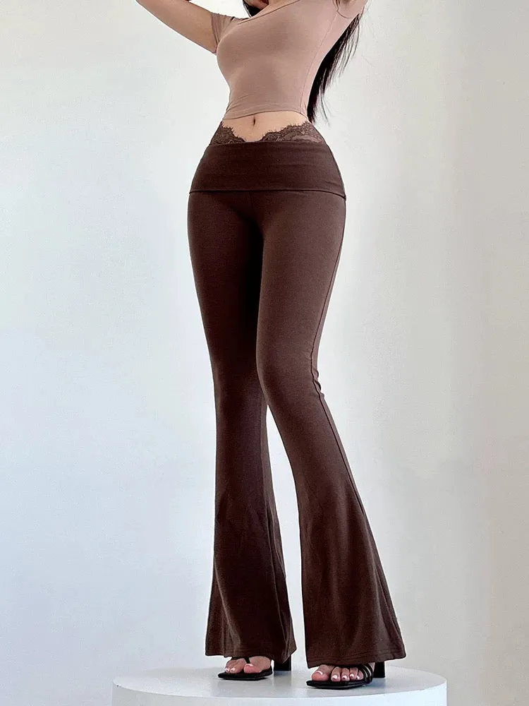 Nüde Lace Panel Flared Pants