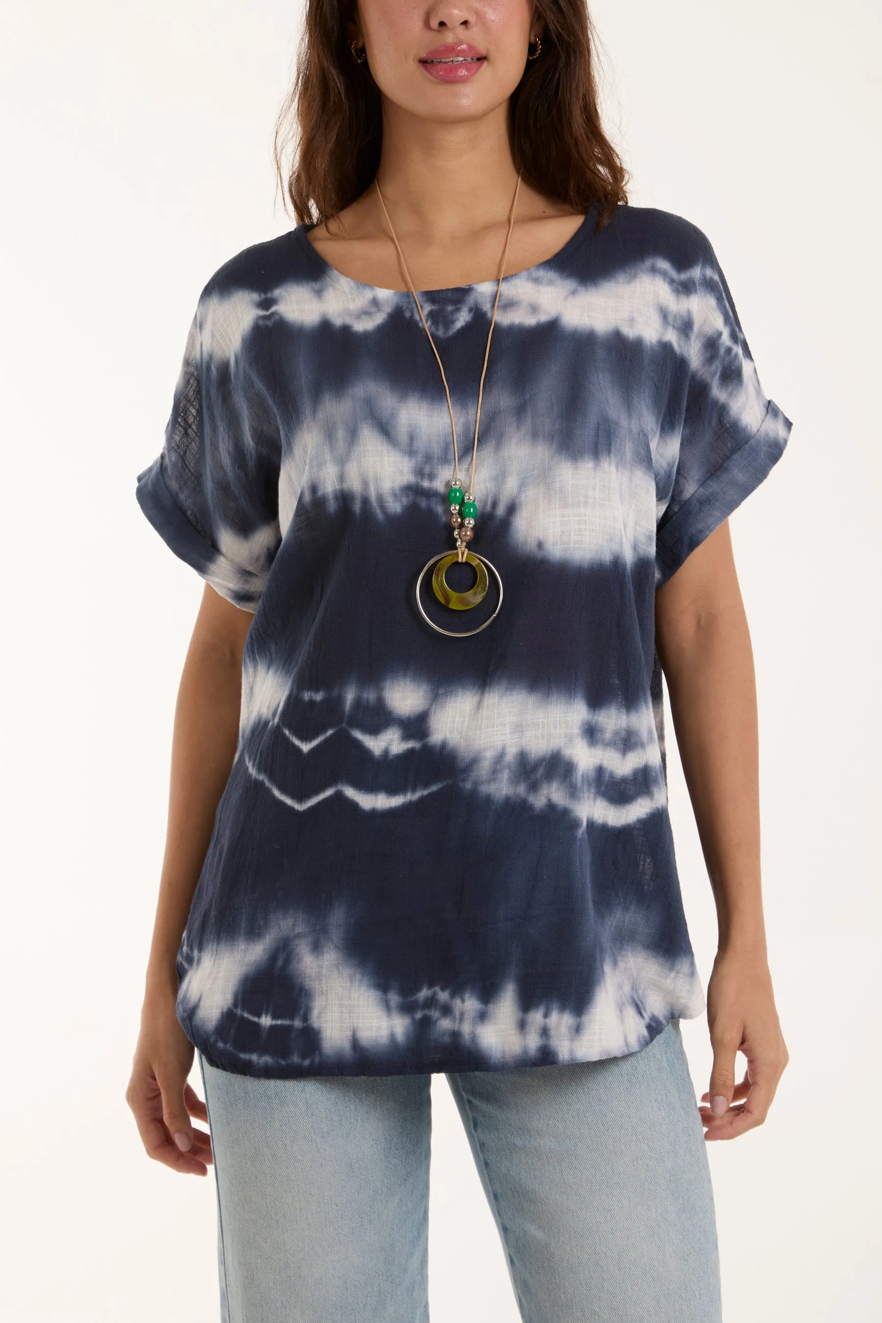 Necklace Tie Dye Cotton Top