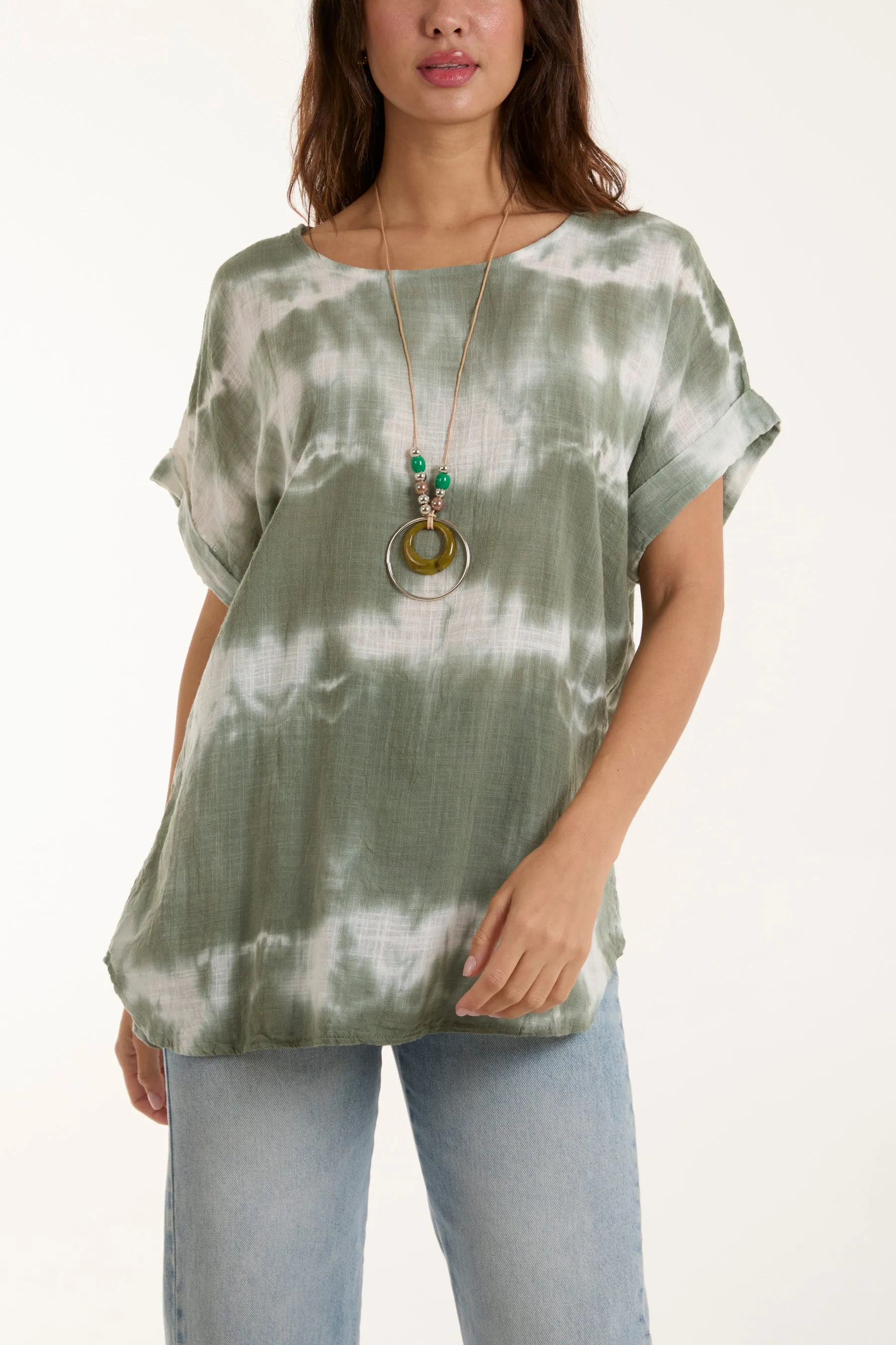 Necklace Tie Dye Cotton Top