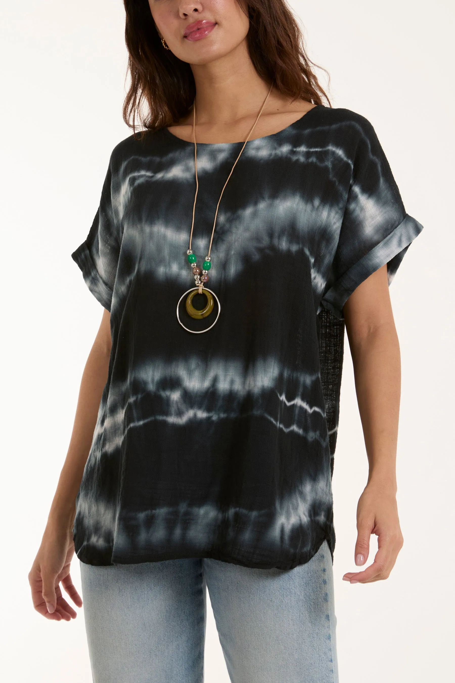 Necklace Tie Dye Cotton Top