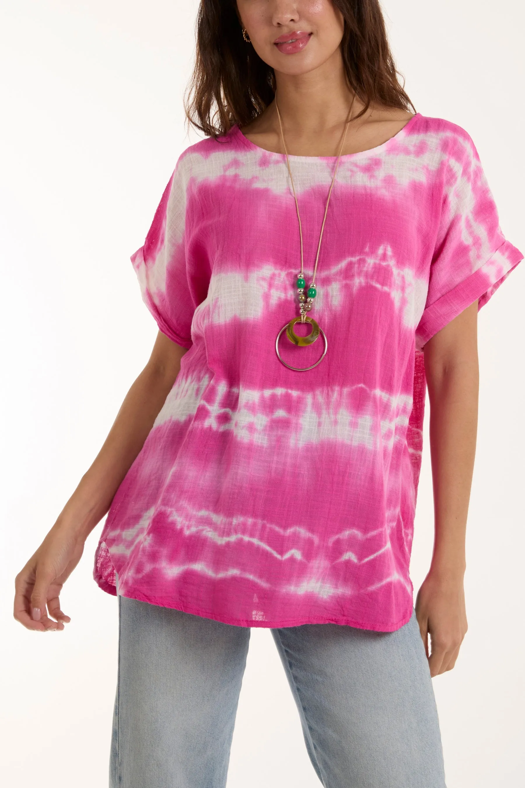 Necklace Tie Dye Cotton Top