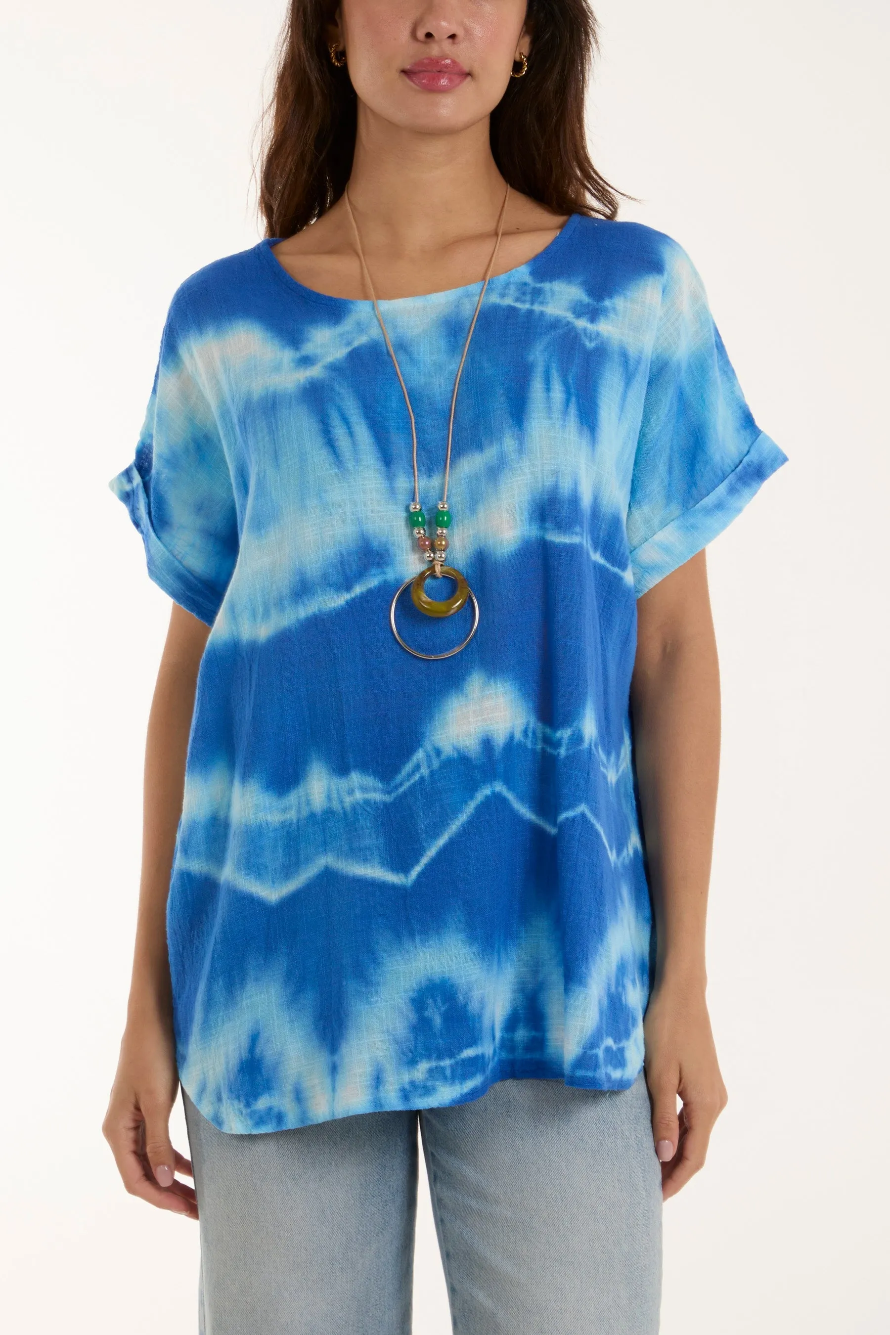 Necklace Tie Dye Cotton Top