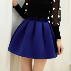 Neoprene space cotton elastic force high waist skirts pleated skirt women tutu skirt casual