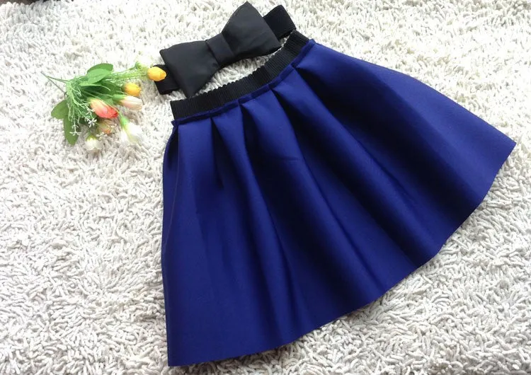 Neoprene space cotton elastic force high waist skirts pleated skirt women tutu skirt casual