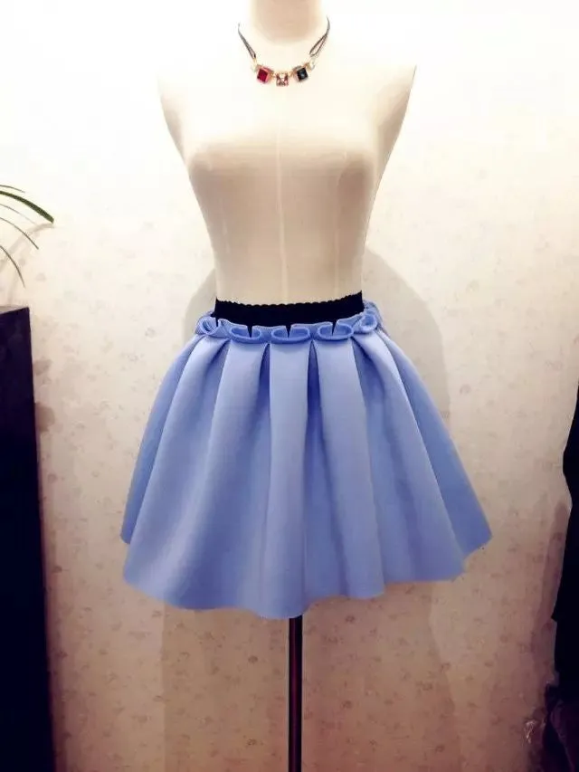 Neoprene space cotton elastic force high waist skirts pleated skirt women tutu skirt casual