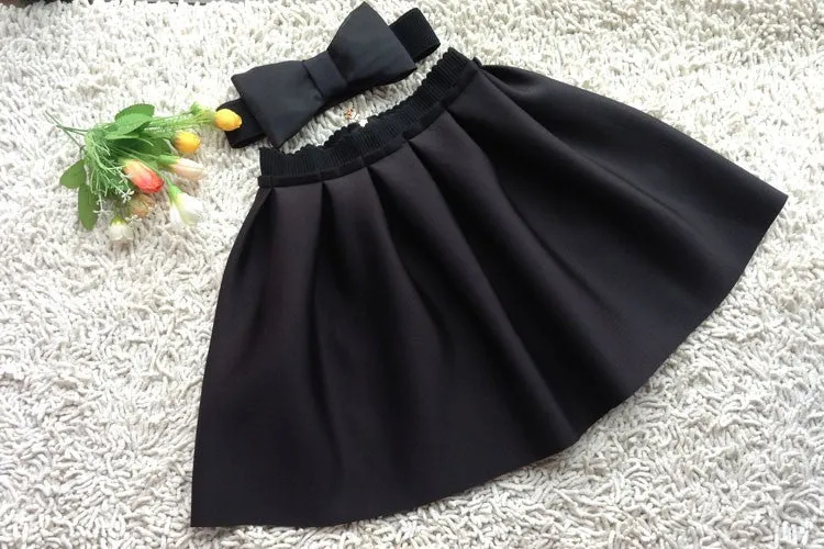 Neoprene space cotton elastic force high waist skirts pleated skirt women tutu skirt casual