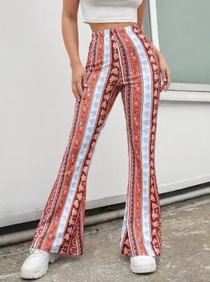 New Floral Print Flared Leg Pants Sz L