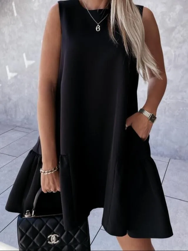 New Round Neck Sleeveless Simple And Fashionable Dress