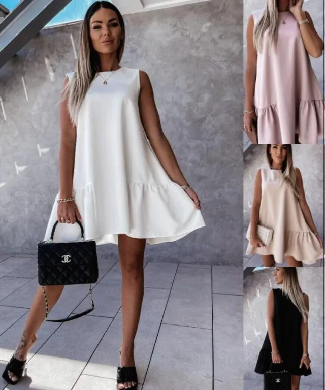 New Round Neck Sleeveless Simple And Fashionable Dress