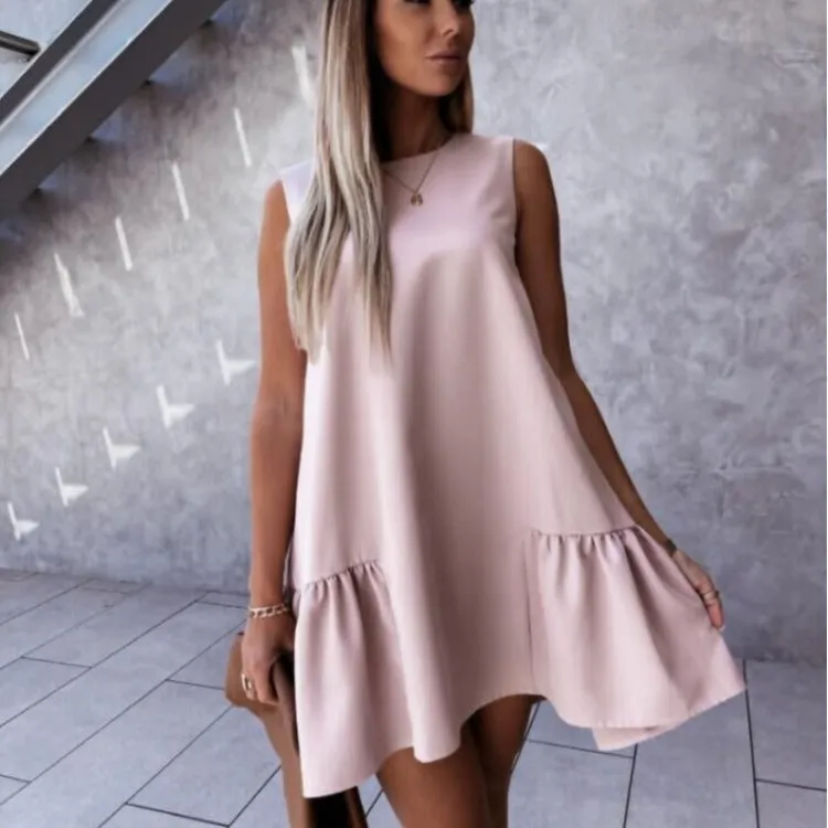 New Round Neck Sleeveless Simple And Fashionable Dress