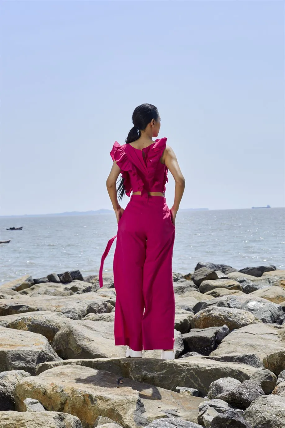 New Season Summer/Fall 24-Coord Set Top Overlap Coord Cotton Pink-MT Overlap Coord Set-KA Pink-Fashion Edit Mati