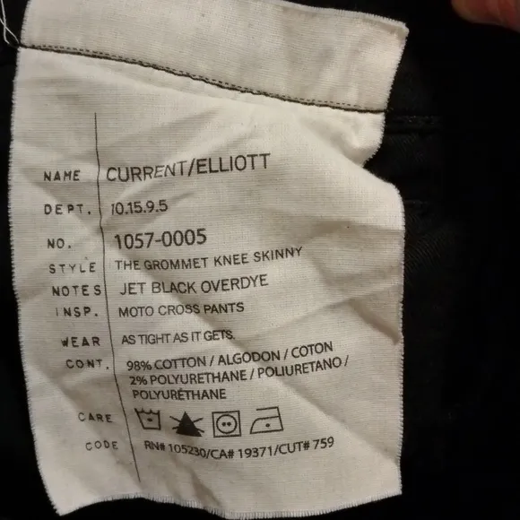 NWOT Current &amp; Elliott The Grommet Size 26 in Overdye Black Denim