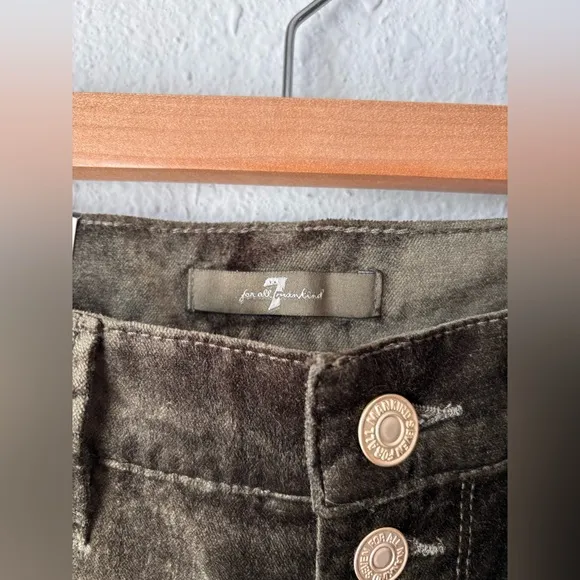NWT 7 For All Mankind High Waist Ankle Skinny Jeans Green Velvet Size 30 Pants