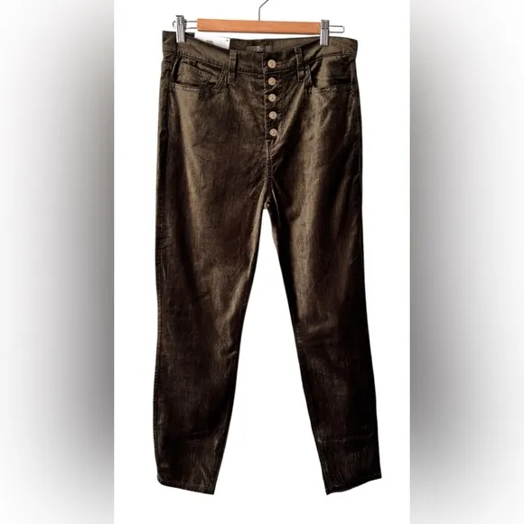NWT 7 For All Mankind High Waist Ankle Skinny Jeans Green Velvet Size 30 Pants