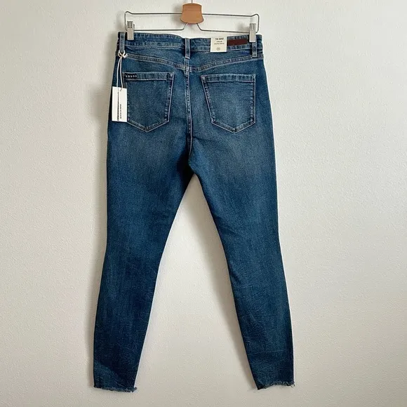 NWT Blank NYC Blue Mid-Rise Skinny Organic Cotton Raw Hem Denim Jeans Size 30