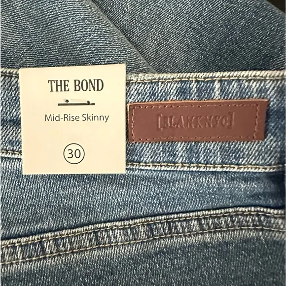 NWT Blank NYC Blue Mid-Rise Skinny Organic Cotton Raw Hem Denim Jeans Size 30