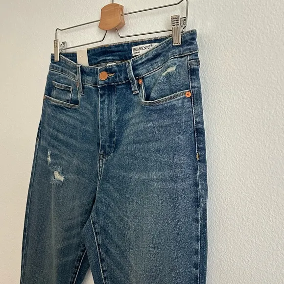 NWT Blank NYC Blue Mid-Rise Skinny Organic Cotton Raw Hem Denim Jeans Size 30