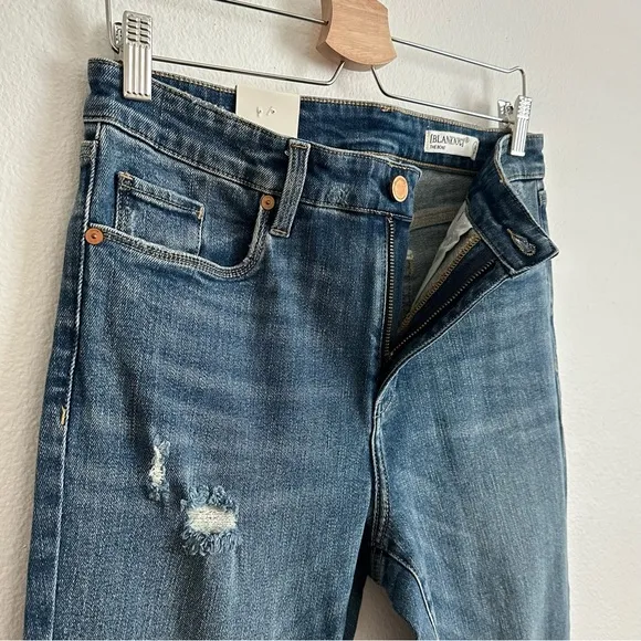 NWT Blank NYC Blue Mid-Rise Skinny Organic Cotton Raw Hem Denim Jeans Size 30
