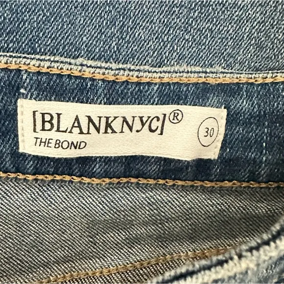 NWT Blank NYC Blue Mid-Rise Skinny Organic Cotton Raw Hem Denim Jeans Size 30
