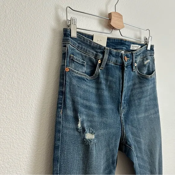 NWT Blank NYC Blue Mid-Rise Skinny Organic Cotton Raw Hem Denim Jeans Size 30