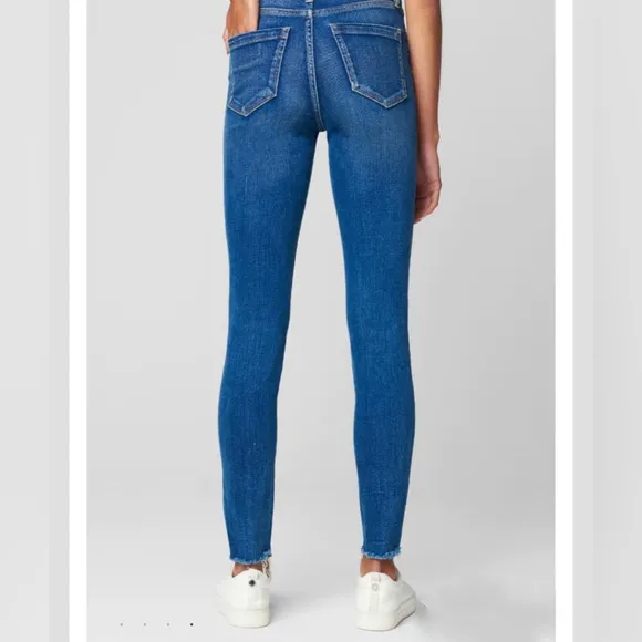 NWT Blank NYC Blue Mid-Rise Skinny Organic Cotton Raw Hem Denim Jeans Size 30