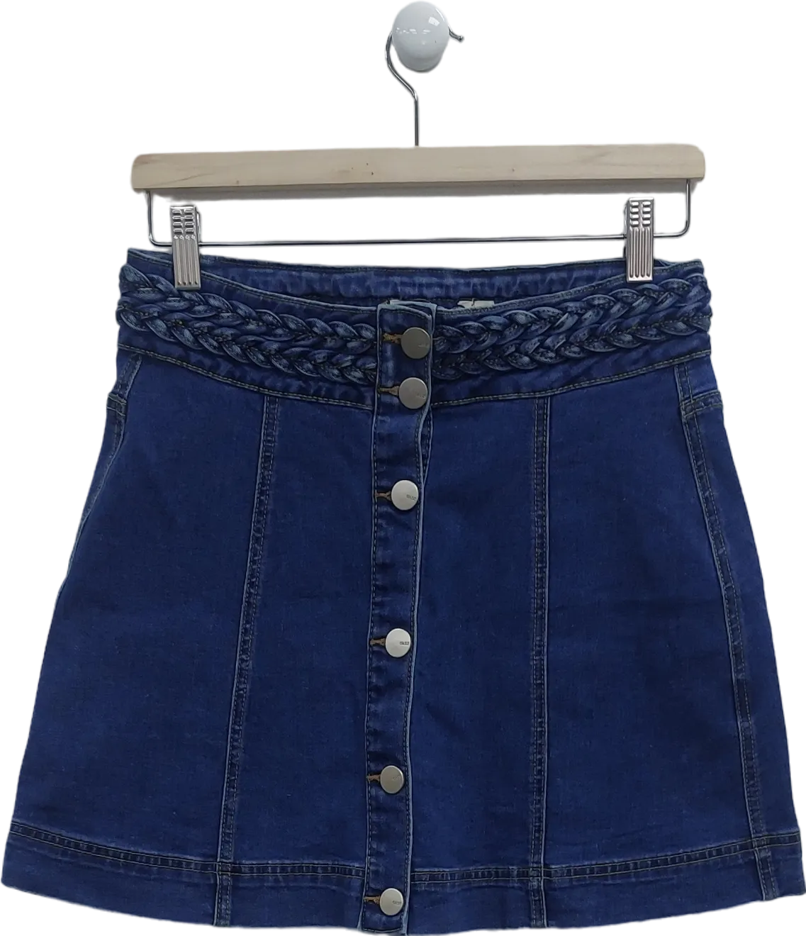 Oasis Blue Plaited Waist Mini Skirt UK 10