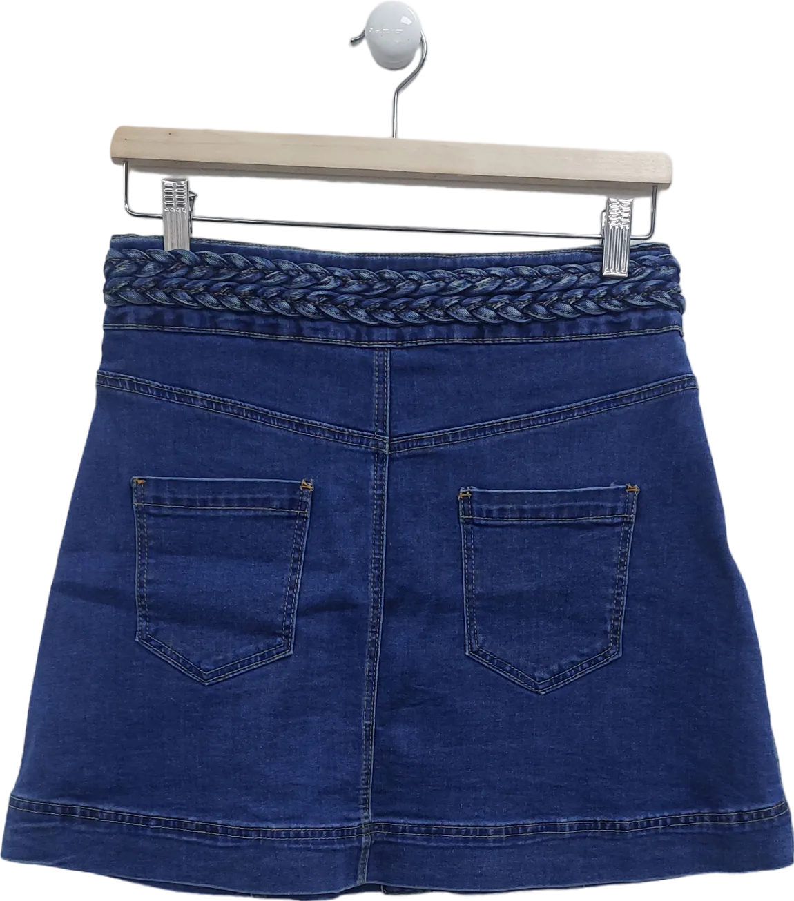 Oasis Blue Plaited Waist Mini Skirt UK 10