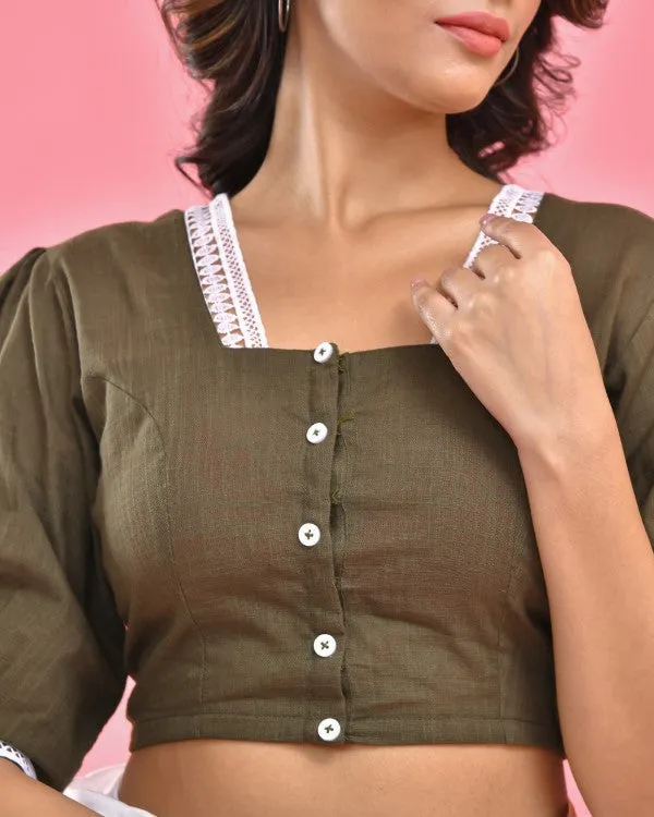 Obssesive Olive  Crop Top Blouse