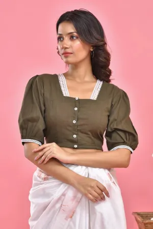 Obssesive Olive  Crop Top Blouse
