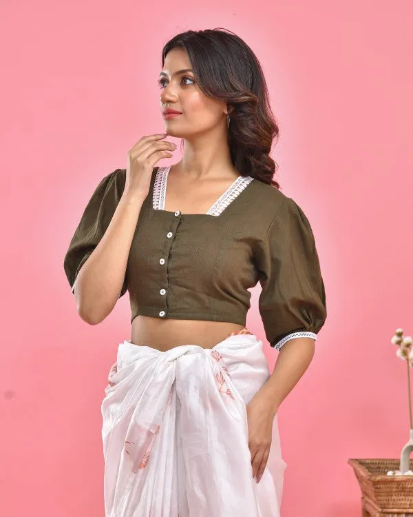 Obssesive Olive  Crop Top Blouse