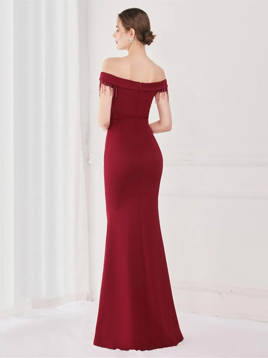 Off Shoulder Fringed Mermaid Prom Dress MYC2009