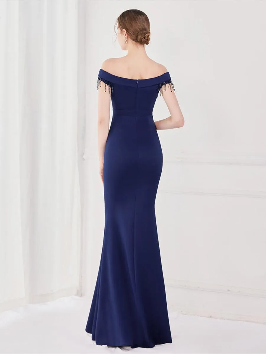 Off Shoulder Fringed Mermaid Prom Dress MYC2009