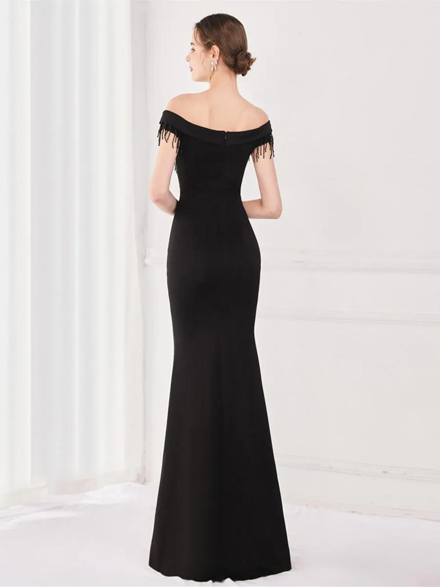 Off Shoulder Fringed Mermaid Prom Dress MYC2009