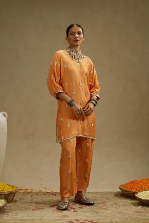 ORANGE EMBELLISHED TUNIC SET