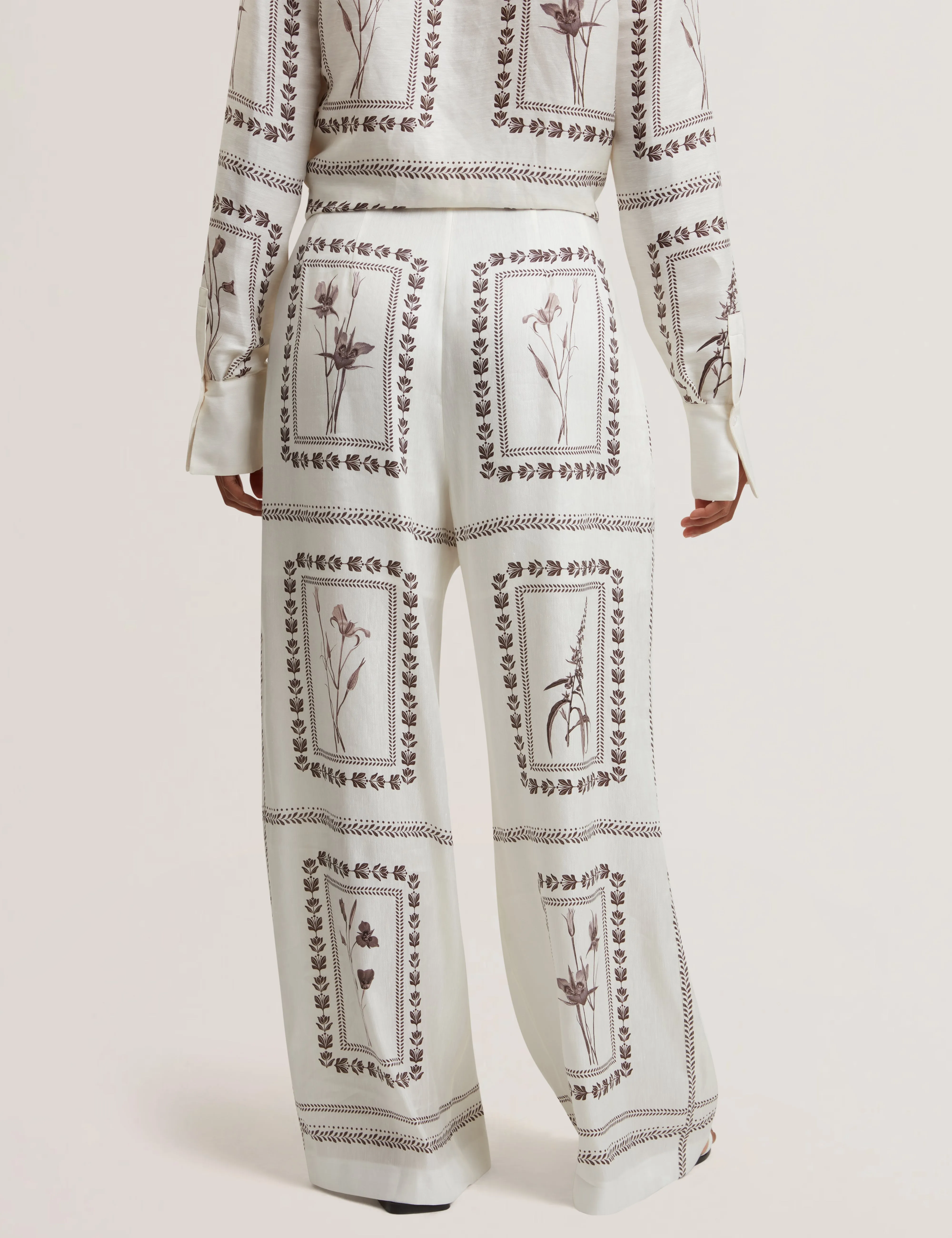 Ornitha Linen Silk Wide Leg Trouser Ivory