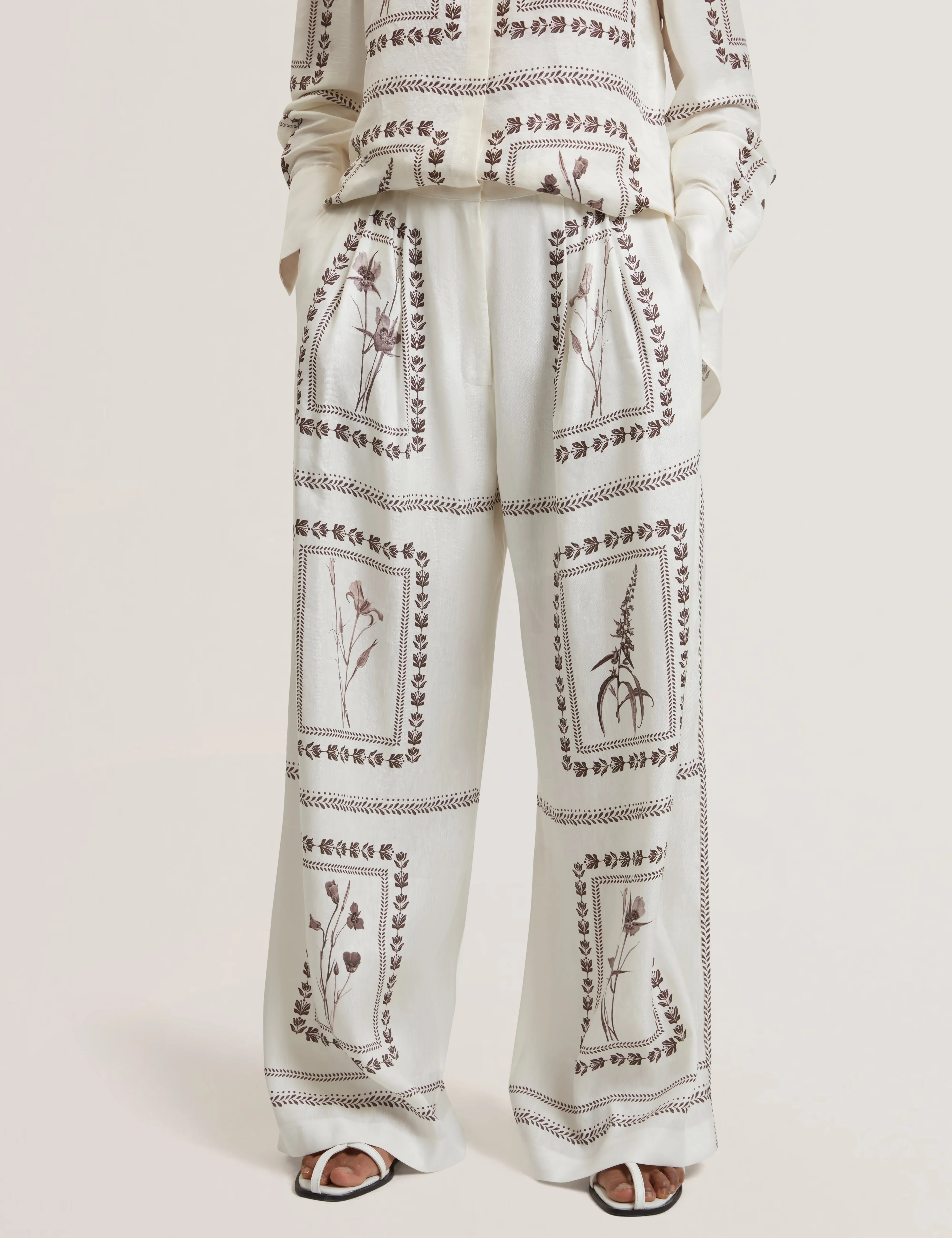 Ornitha Linen Silk Wide Leg Trouser Ivory