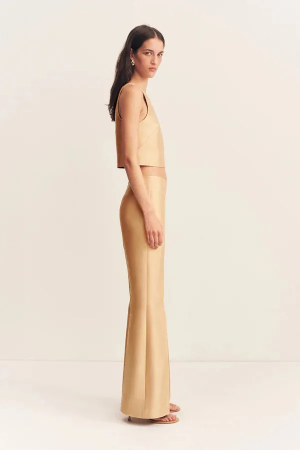 Otis Pintuck Flared Pant - Caramel