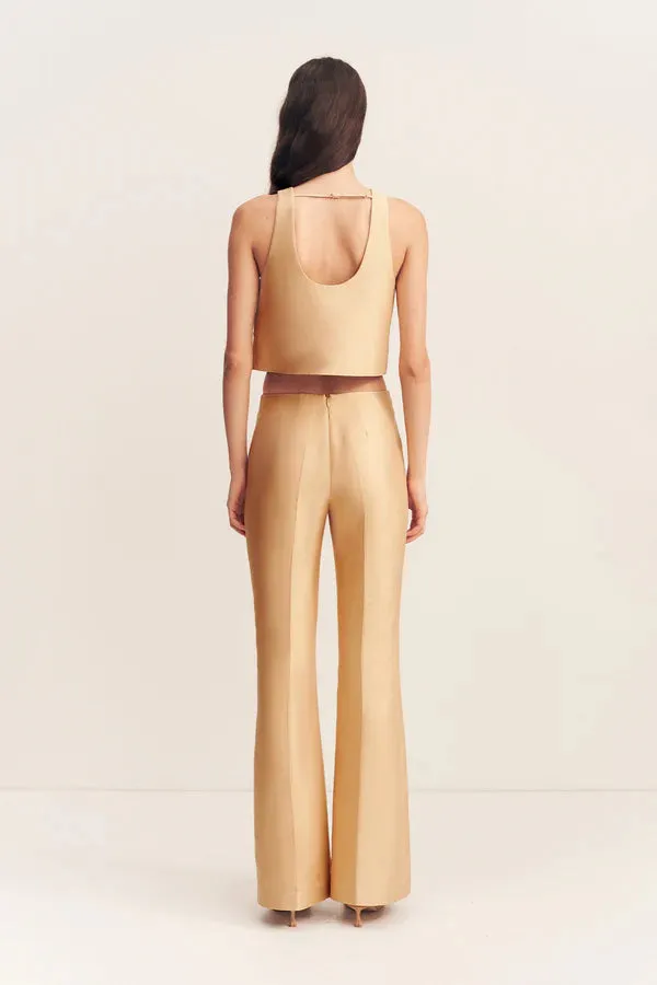 Otis Pintuck Flared Pant - Caramel