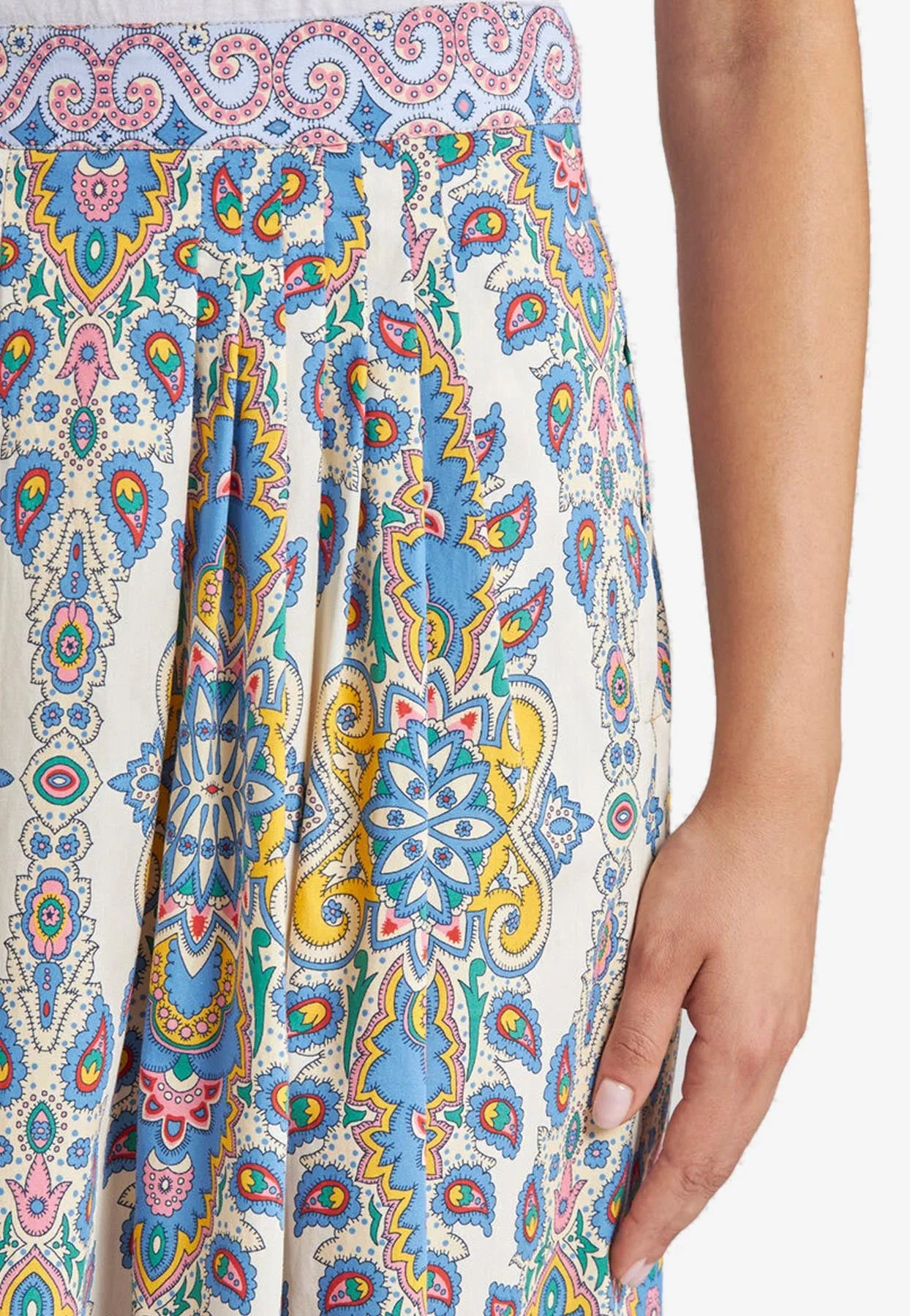 Paisley Print High-Rise Midi Skirt