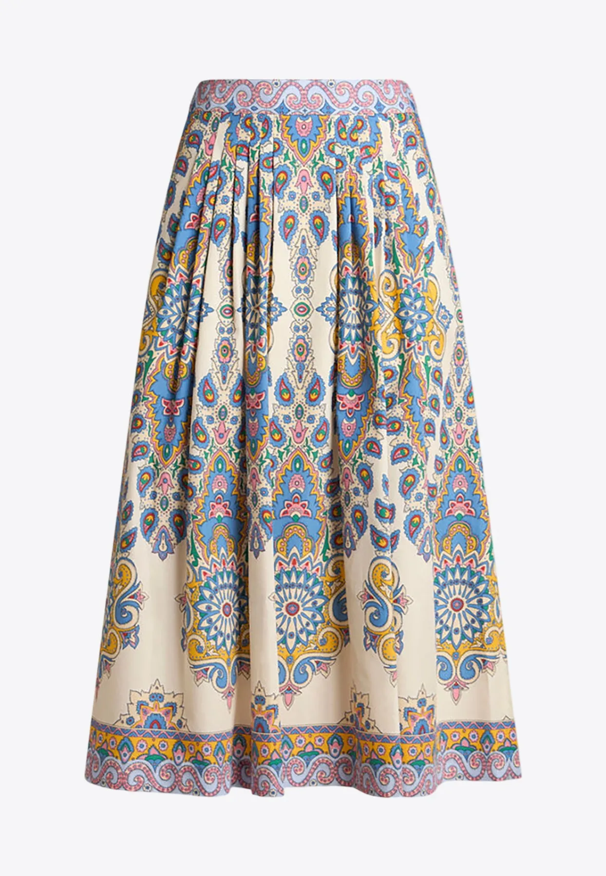 Paisley Print High-Rise Midi Skirt