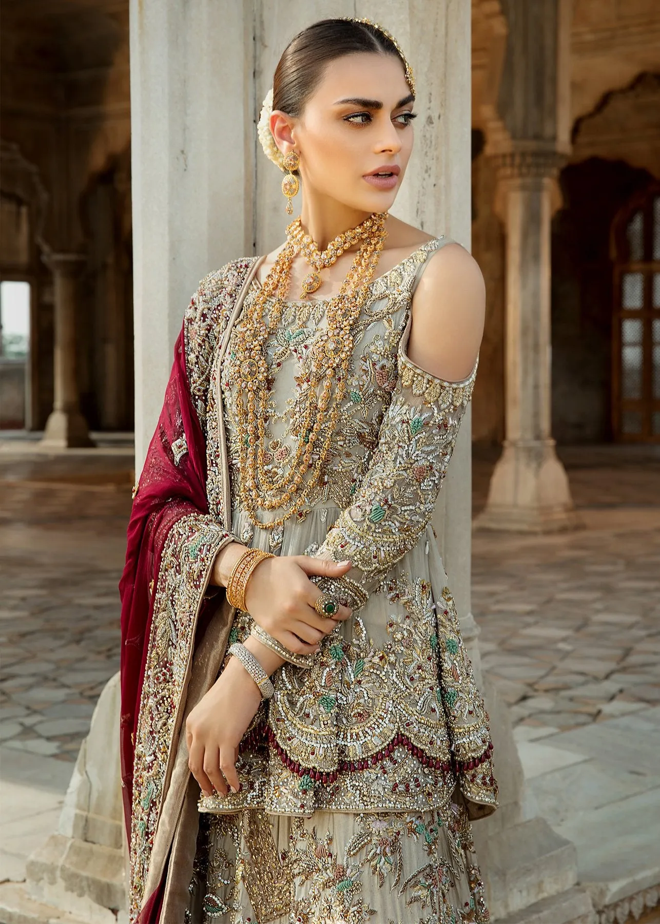 Pakistani Bridal Lehnga with Short Shirt for Wedding #J5176