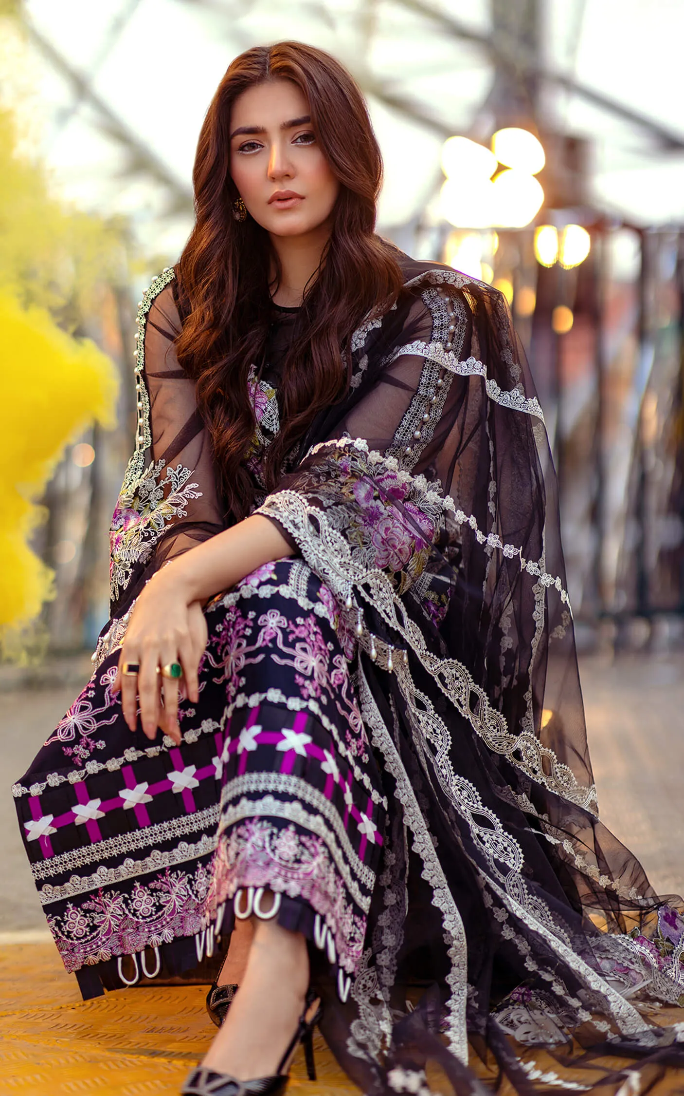 Pakistani Eid Dresses in Black Designer Salwar Kameez