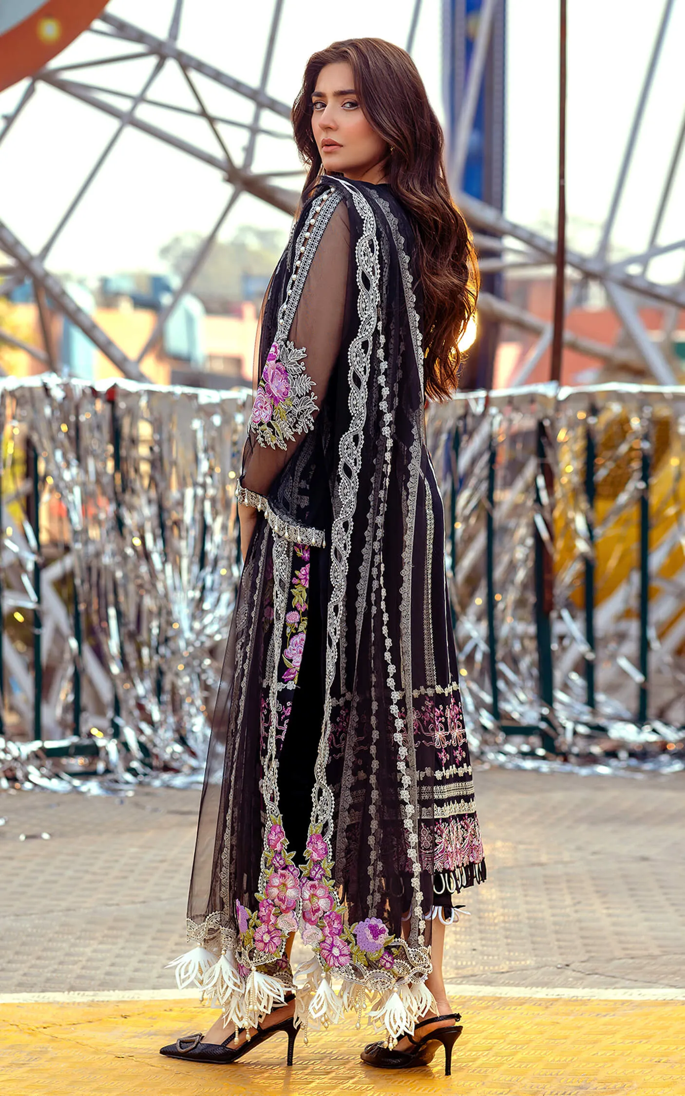 Pakistani Eid Dresses in Black Designer Salwar Kameez