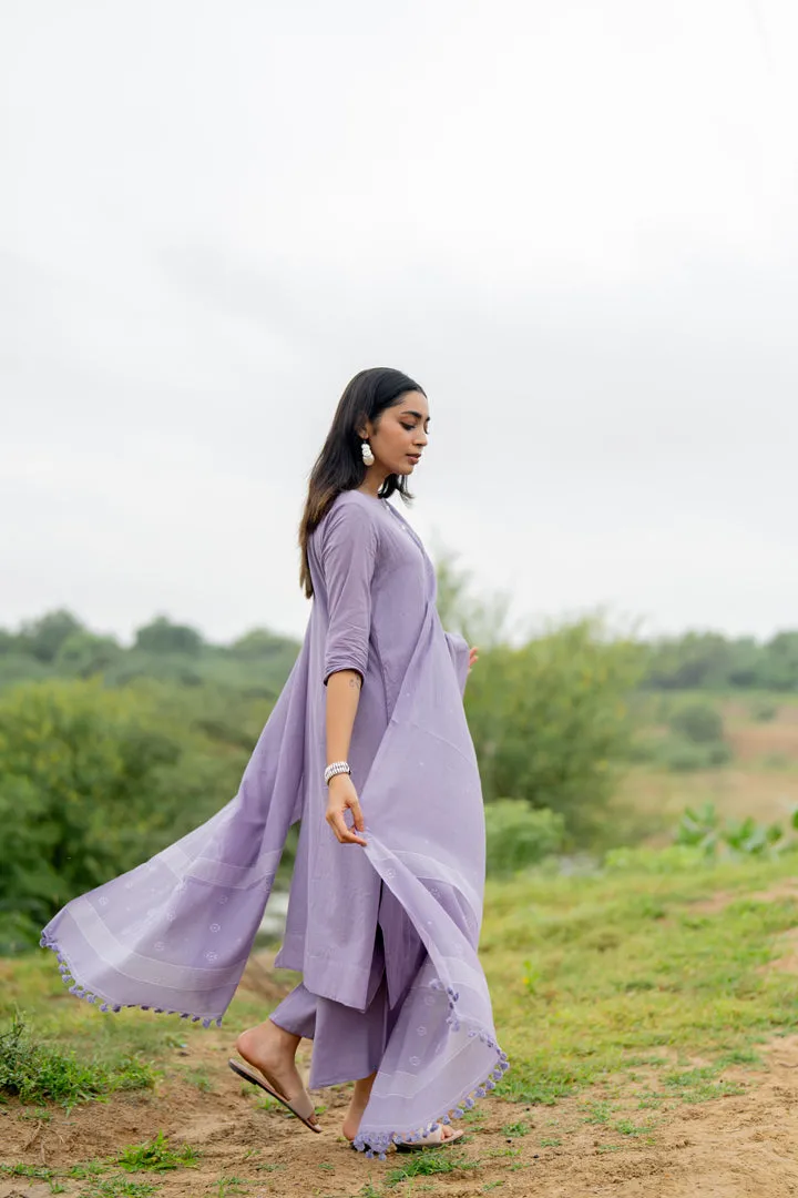 Pale Purple Kurta Set with Dupatta