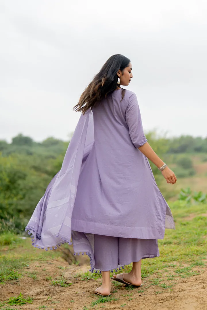Pale Purple Kurta Set with Dupatta