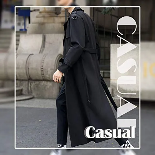 Pantete Man’s Double Breasted Trench Coat Oversized Casual windbreaker Lapel Long Jacket Plush Overcoat.